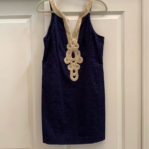 Lilly Pulitzer Navy and Gold Dress